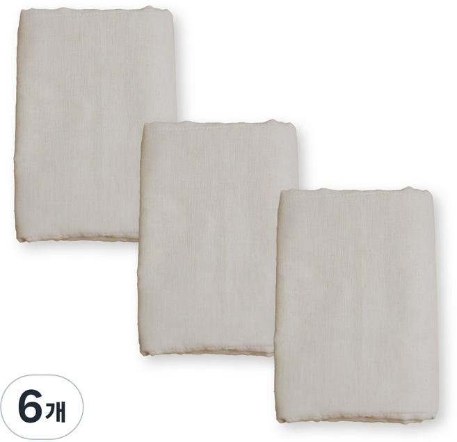 3번 삶은 강화 소창 큰 수건 3장 세트, (3겹 정련O), 6개