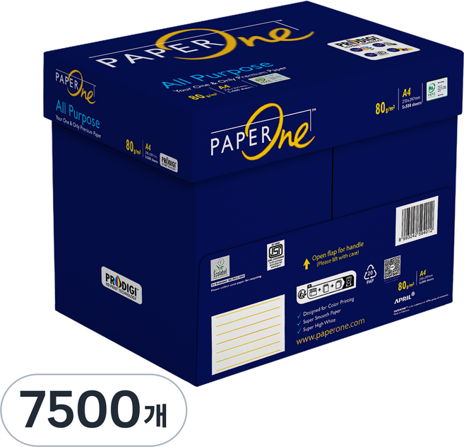 페이퍼원 올포포즈 프리미엄 복사용지 80g, A4, 7500개