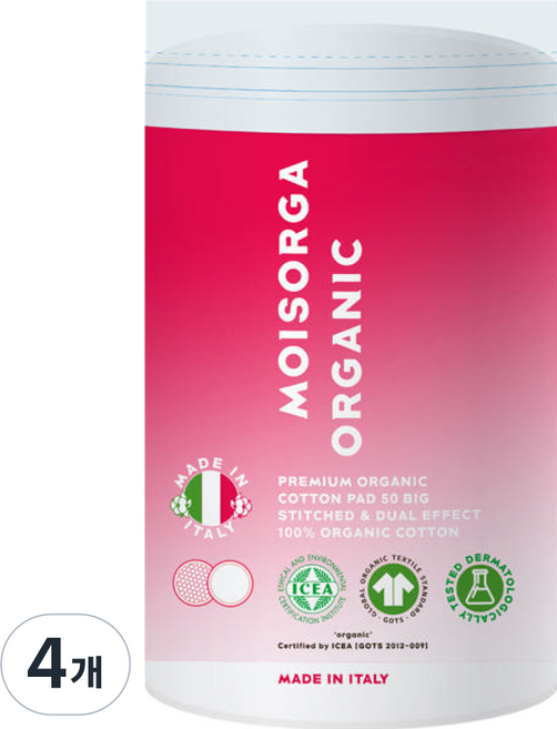 모이스올가 프리미엄 유기농 화장솜, 200매입, 4개