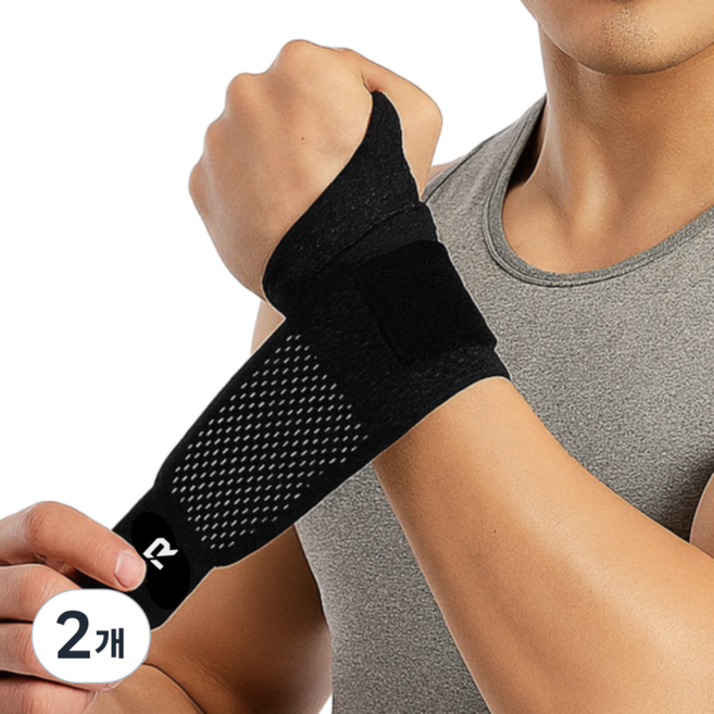 에이얼 통풍 메쉬 손목 밴드, 블랙, 2개