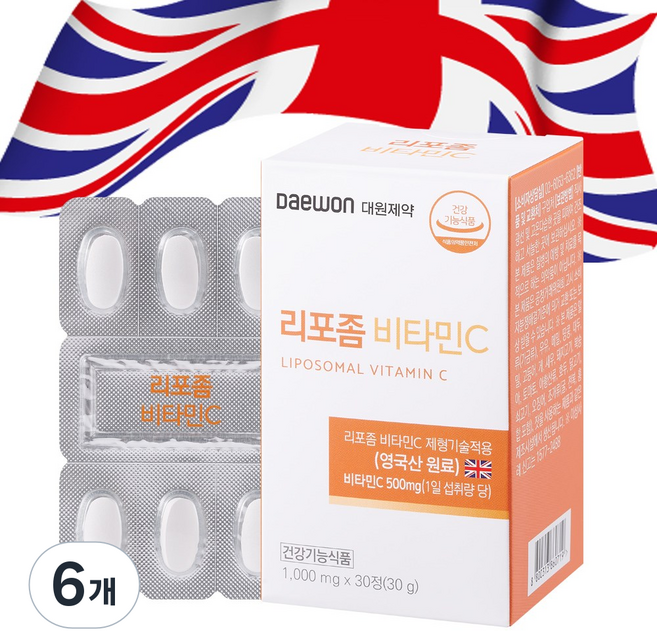 대원제약 리포좀 비타민C 프리미엄 영국산 비타민C 공복섭취 비타민, 6개, 30정