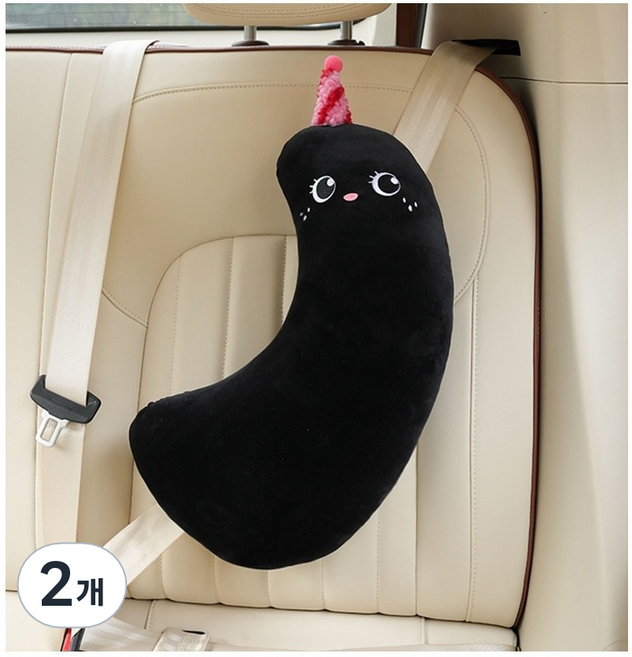 베키노우 어린이 주니어 차량용 안전벨트 쿠션 인형, 2개, 블랙 유니콘 꼬깔