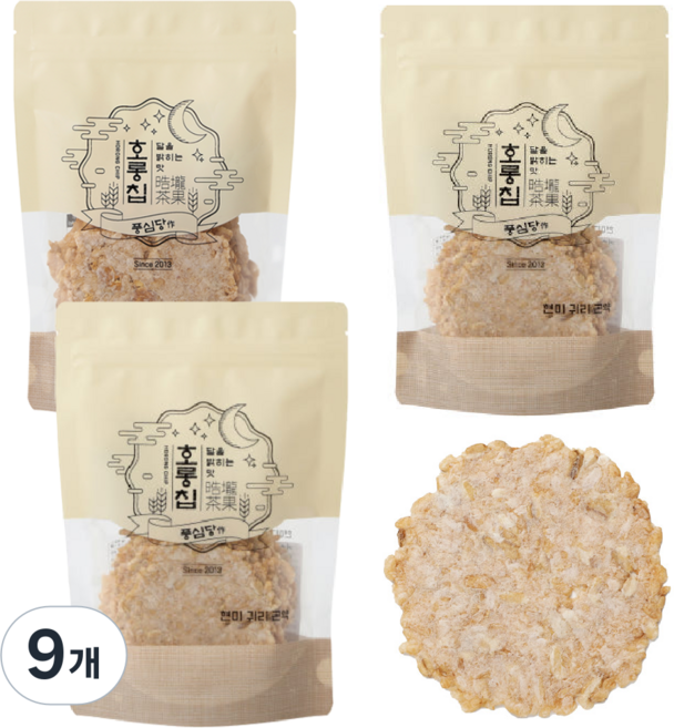 풍심당 현미 + 귀리 + 곤약 누룽지 호롱칩 18p, 100g, 9개