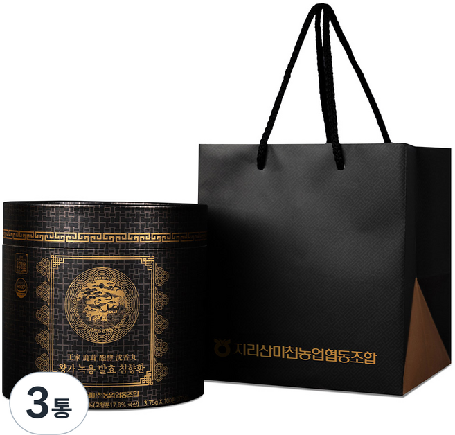 농협 왕가 녹용 발효 침향환 고함량 26% 부모님선물세트 100환 + 전용쇼핑백, 375g, 3개
