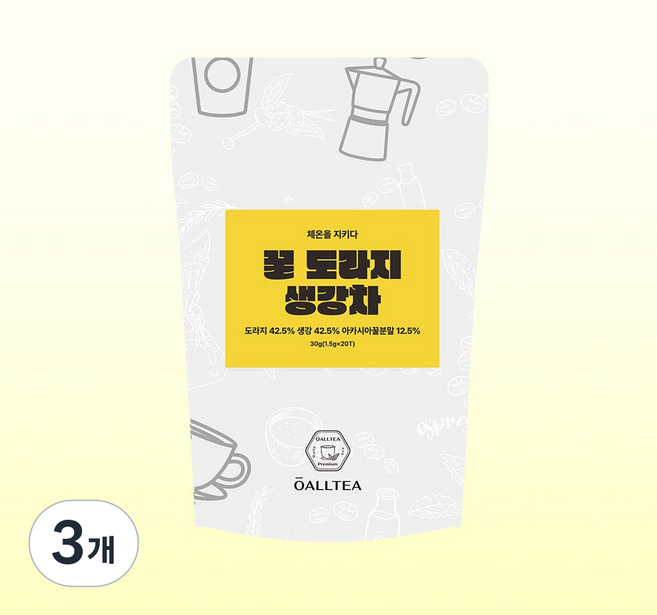 뉴올티 환절기 티백 꿀도라지 생강차, 3개, 20개입, 1.5g