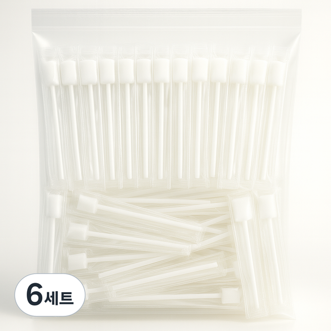 구강 스펀지 칫솔 100개 와상 노인 구강관리 병원/요양병원/간병 환자용, 6세트, 100개입