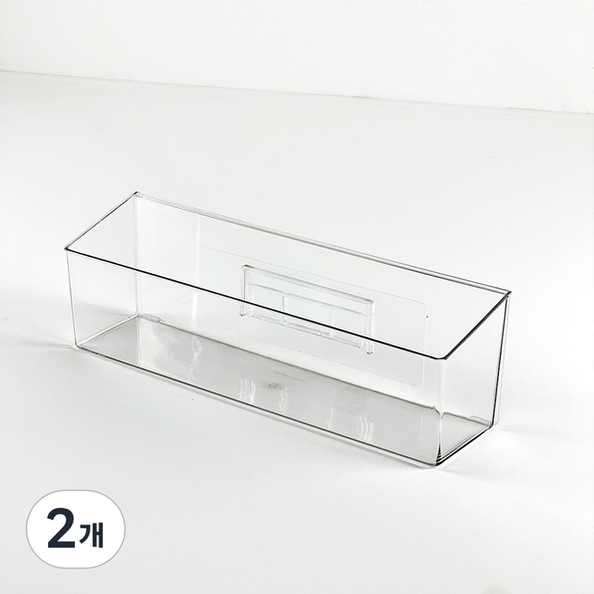 이지유 무타공 벽부착 약정리함 1칸 롱 와이드 투명 접착식 다용도 수납 보관함 화장대 냉장고, 투명색, 2개
