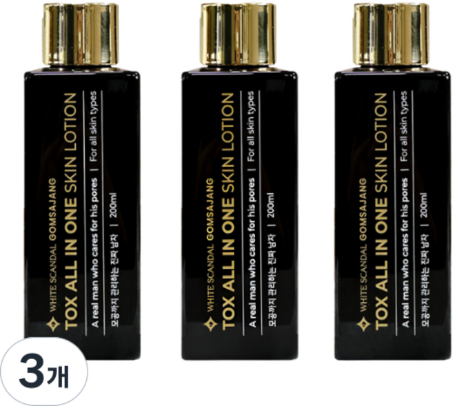 화이트스캔들 톡스 남자 스킨로션 올인원 에센스, 3개, 200ml