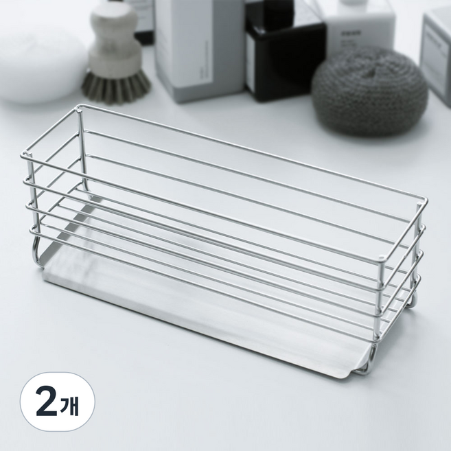 하우스팡 스텐 304 와이드 주방세제 거치대 수세미 보관대, 스텐304, 2개