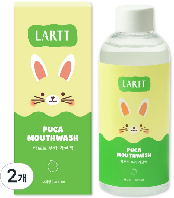 라르트 무알콜 충치예방 어린이가글 구강청결제 푸카가글 사과향 병가글, 2개, 300ml