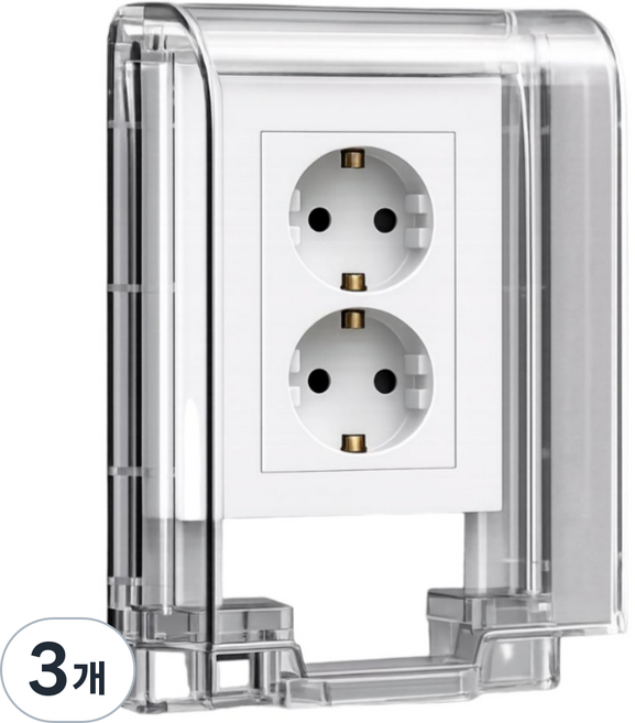 라이프툴스 방수 콘센트커버 안전덮개 잠금기능, 화이트투명, 3개