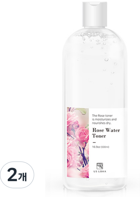어스로하 대용량 로즈 워터 토너, 500ml, 2개