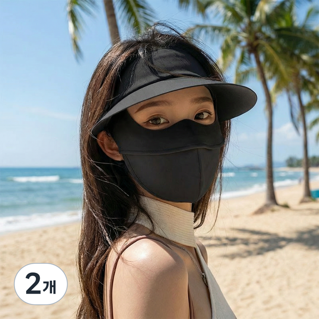 마술사 일체형 자외선차단 마스크 모자 쿨 스포츠 골프 마스크, 2개, 블랙