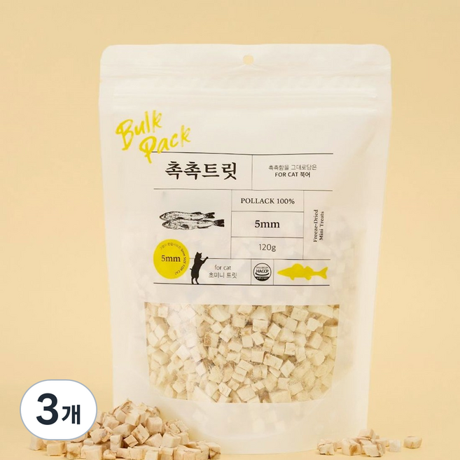 촉촉트릿 초미니트릿 고양이 동결건조 간식, 북어, 120g, 3개