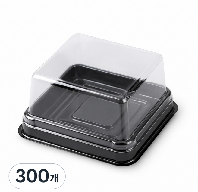 고이담100P 세트 투명 사각 화과자 월병 떡 두쫀쿠 포장 용기 PET 케이스, 300개, 사각 대형 블랙
