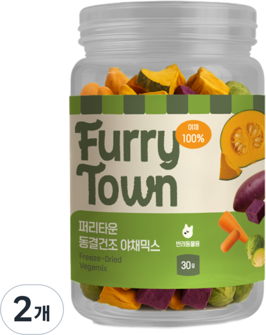 퍼리타운 강아지 동결건조 야채 간식, 30g, 2개, 야채믹스