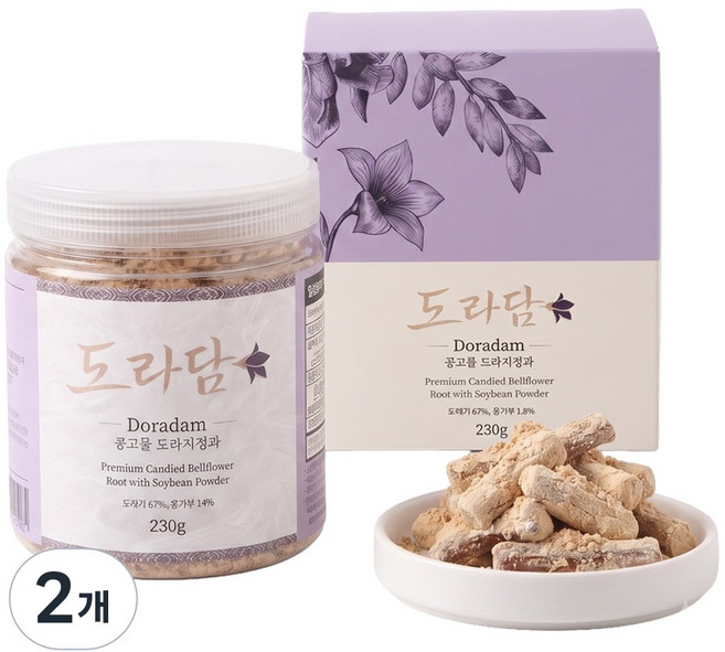 10위 - 도라담 한입 콩고물 도라지정과 수제 디저트 콩가루 건강간식, 2개, 230g