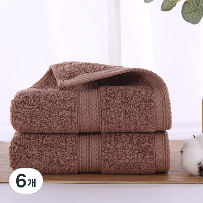 JEWAY 호텔수건 32수 고퀄리티 수건 순면 타월, 6개, 모카