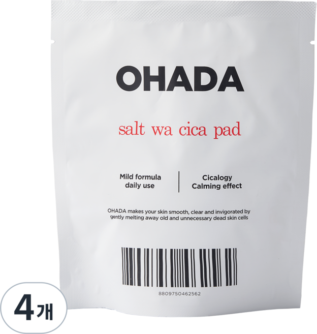 오하다 수분 진정 토너패드 비건 에센스 솔트 와 시카 패드 (리필용 파우치), 170g, 4개