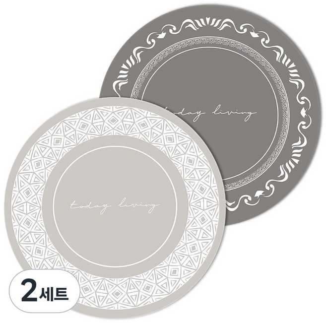 인덕션 보호 매트 원형 내열 스크래치 방지 패드 실리콘 냄비받침, 연그레이+차콜그레이, 2세트