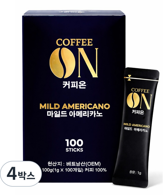 CoffeeOn 커피온 마일드 아메리카노 원두커피믹스, 4개, 100개입, 1g