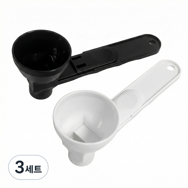 어바웃키친 1+1 흘림방지 반자동 슬라이딩 파우더 스쿱 스푼, 3세트, 블랙,화이트