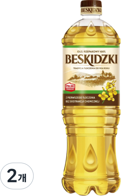 베스키스키 NON GMO 압착 카놀라유 식용유, 2개, 1L