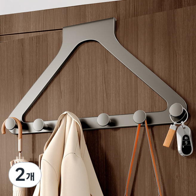 루비바 ALL 도어 행거 문걸이 옷걸이 후크 무타공 도어 행거, 2개, 화이트