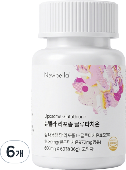 뉴벨라 영국식 리포좀 글루타치온 순도 98% 식약청 HACCP 인증, 6개, 60정