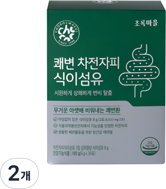 (초록마을) 쾌변 차전자피 식이섬유, 2개, 180g