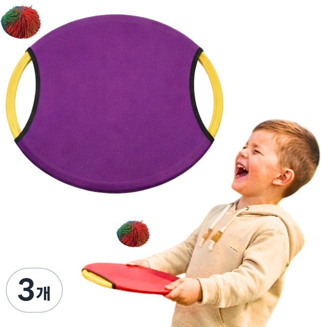 맘스픽 바운싱패드 + 쿠쉬볼 세트 바운스 캐치볼 원반, 3개, 퍼플