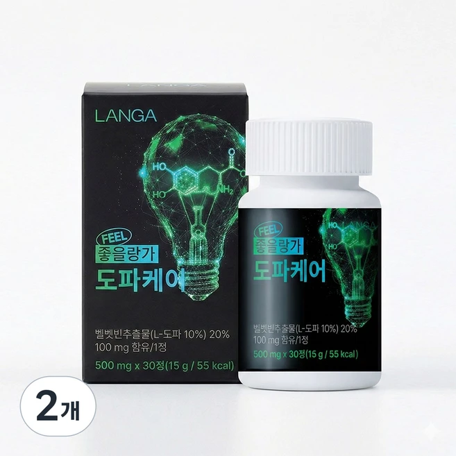 랑가 도파케어 벨벳빈추출물 L-도파 함유 하루 1알, 2개, 30정 - 쿠팡