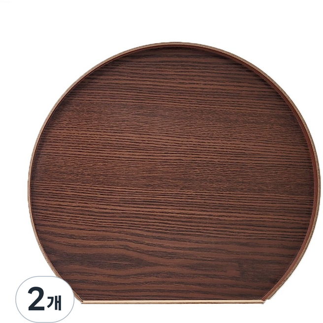 나무사랑 국내생산 우드 반달트레이, 2개, 블랙