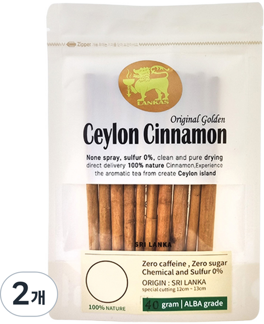 오가닉프렌즈 랑카스 ALBA 등급 골드 실론 시나몬 스틱, 40g, 2개