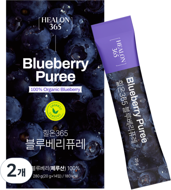 힐온365 NFC 블루베리 퓨레 블루베리즙, 2개, 280g