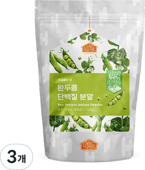 건강한우리집비옴 독일에서 온 완두콩 단백질 분말, 300g, 3개 - 쿠팡