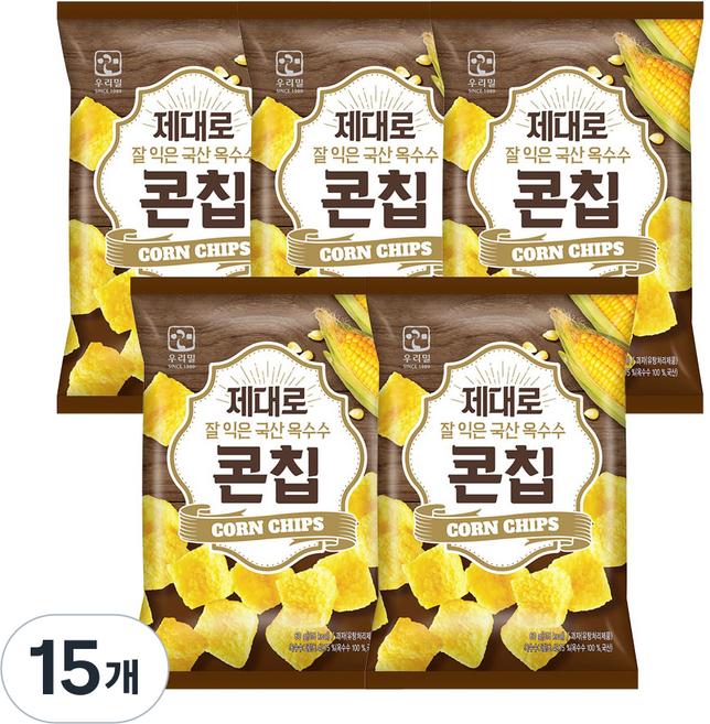 우리밀 제대로 국산 옥수수 콘칩, 60g, 15개