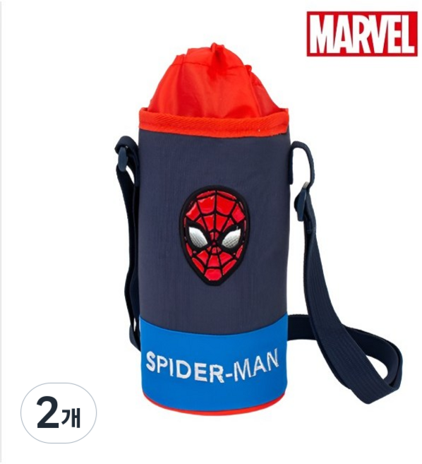 스파이더맨 남아 물병 크로스백 어린이 보틀백 외출 미니가방, 2개, 네이비