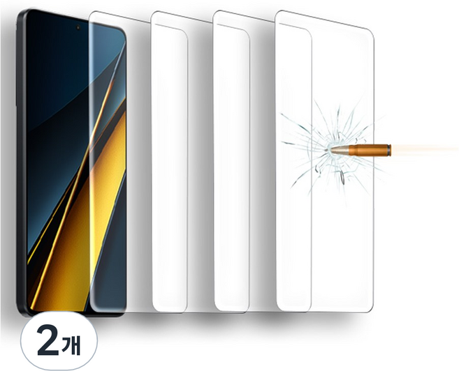 샤오미 포코 PRO 5G 액정 강화유리 방탄필름, 2개