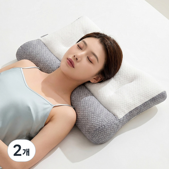 코잠 목편한 숙면 경추베개, 2개, 그레이