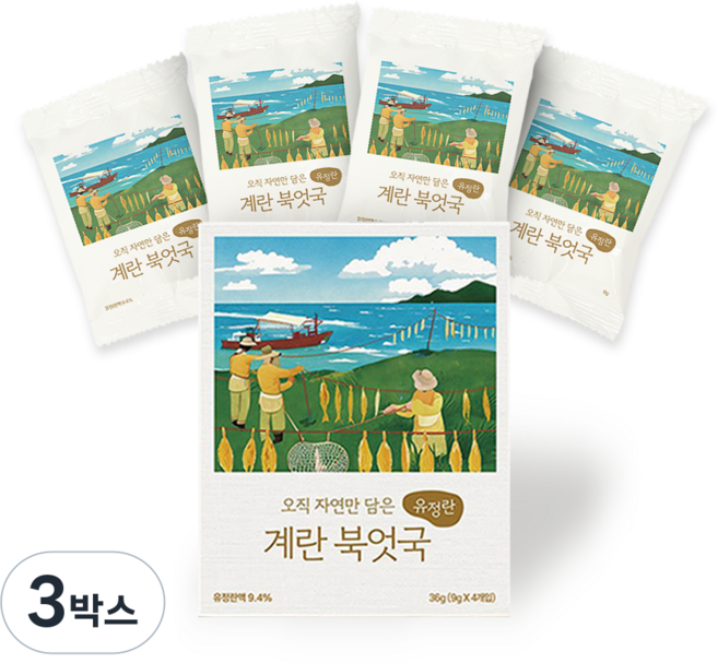 우잇 첨가물 없는 동결건조국 유정란 계란북엇국 즉석국 블럭국 오직 자연만 담은 무첨가, 36g, 3박스