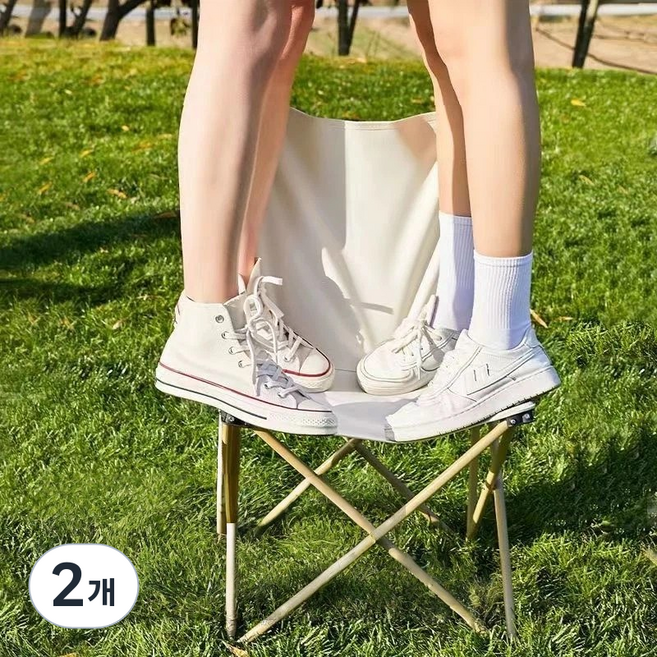라온샵 캠핑의자 접이식 경량 캠핑 체어 낚시 야외용 폴딩 의자, 2개, 화이트