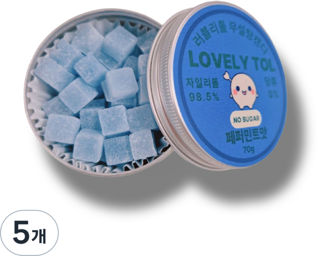 러블리톨 페퍼민트맛 무설탕자일리톨캔디, 70g, 5개