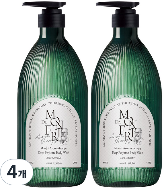 먼프리 아로마 테라피 딥 퍼퓸 바디워시 민트 라벤더향 1059ml 2개입, 4개, 1.059L