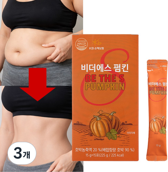 브이라인 국내산 진한 펌킨 호박스틱 붓기 다이어트15포, 3개