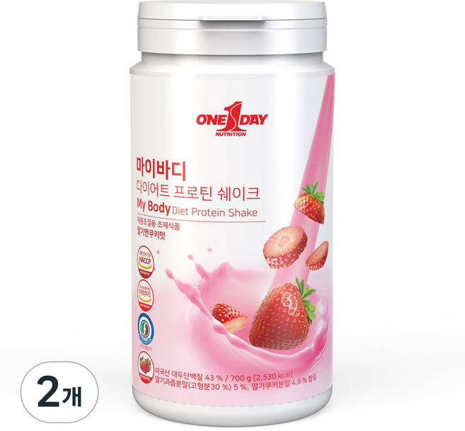 원데이뉴트리션 마이바디 다이어트 프로틴 쉐이크 딸기앤쿠키맛, 700g, 2개