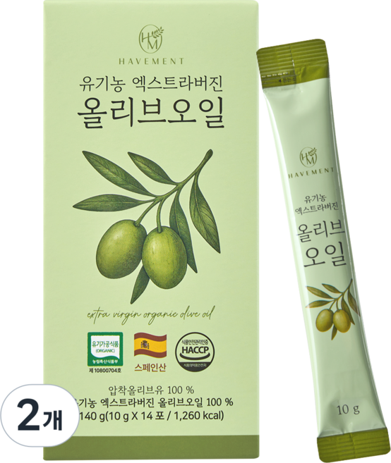 해브먼트 유기농 엑스트라버진 올리브오일 스틱, 2개, 140g