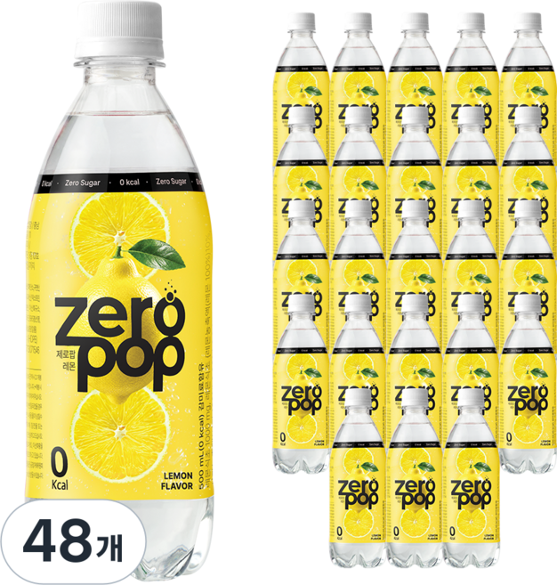 잇더핏 제로팝 레몬맛 애사비소다 제로 탄산음료, 48개, 500ml