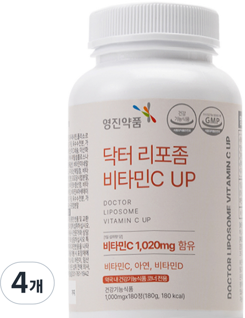 영진약품 리포좀 비타민C UP 식약청인증, 4개, 180정