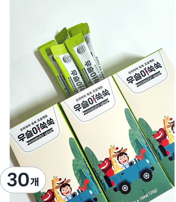 어린이 홍삼 스틱 키즈홍삼 우슬이쑥쑥 초등학생 청소년 유아 영양제, 30개, 12g